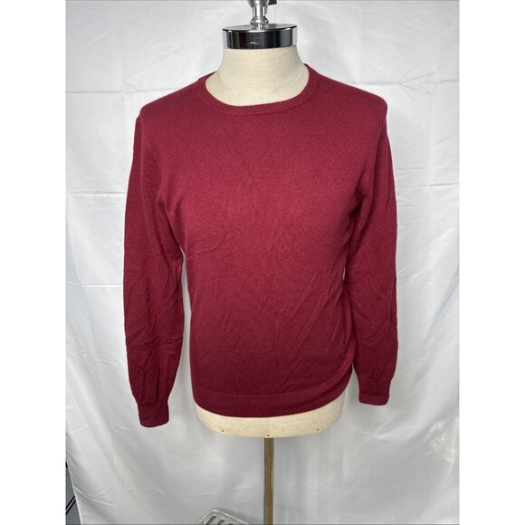 J Crew Cashmere Sweater Mens S Burgundy Crew Neck Preppy Old Money Maroon - Picture 1 of 5